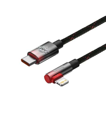 
MVP 2 kampinis kabelis su šoniniu USB-C / iPhone Lightning kištuku 2m - raudonas
