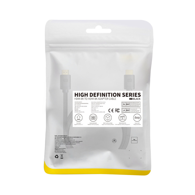 HDMI 2.1 High Definition Series 8K priekinis kabelis 1,5 m – juodas