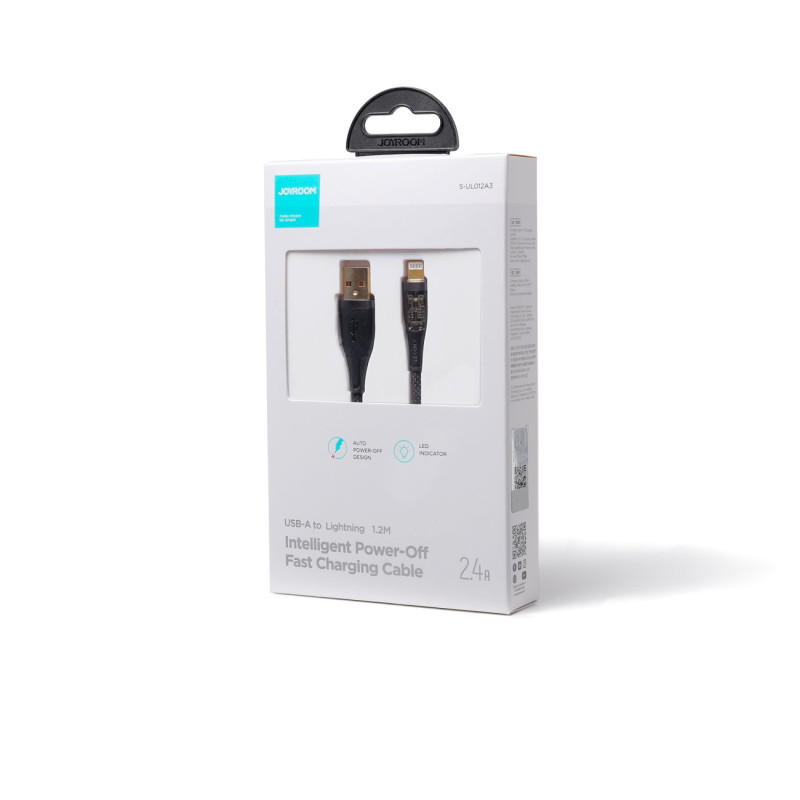 Kabelis su išmaniuoju jungikliu USB-A - iPhone Lightning 1,2m - juodas