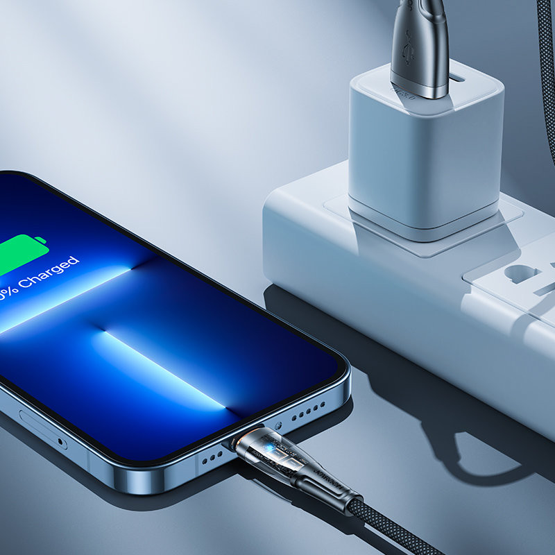 Kabelis su išmaniuoju jungikliu USB-A - iPhone Lightning 1,2m - juodas