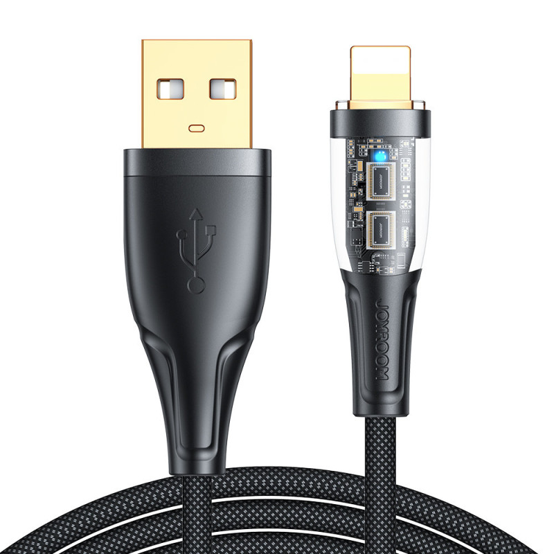 Kabelis su išmaniuoju jungikliu USB-A - iPhone Lightning 1,2m - juodas
