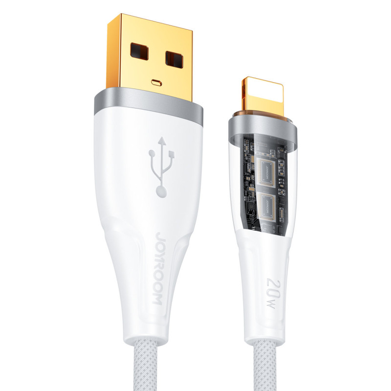 
Kabelis su išmaniuoju jungikliu USB-A - iPhone Lightning 1,2m - baltas
