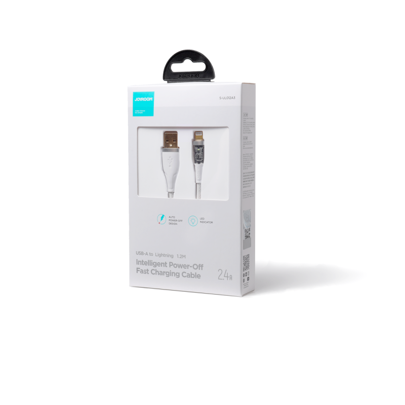Kabelis su išmaniuoju jungikliu USB-A - iPhone Lightning 1,2m - baltas