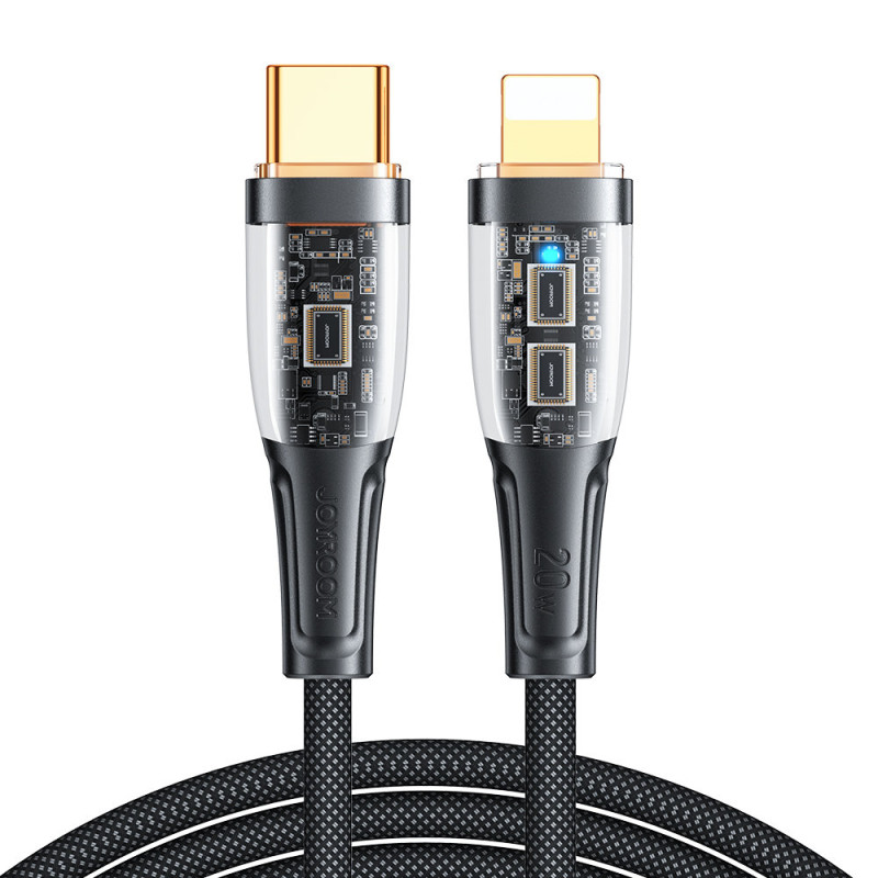 Kabelis su išmaniuoju jungikliu USB-C – iPhone Lightning 1,2m – juodas