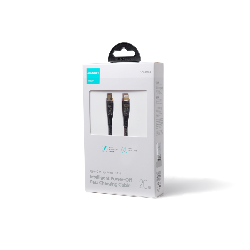 Kabelis su išmaniuoju jungikliu USB-C – iPhone Lightning 1,2m – juodas