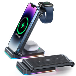 
3in1 indukcinis įkroviklis iPhone Apple Watch Airpods + stovas - juodas
