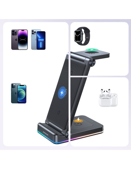 
3in1 indukcinis įkroviklis iPhone Apple Watch Airpods + stovas - juodas
