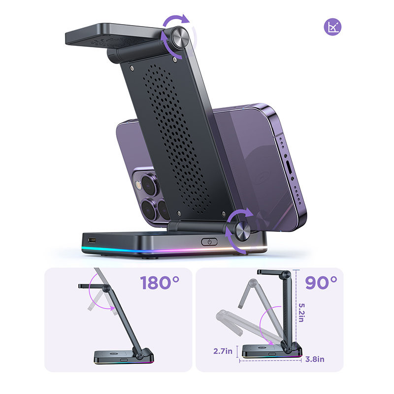 
3in1 indukcinis įkroviklis iPhone Apple Watch Airpods + stovas - juodas
