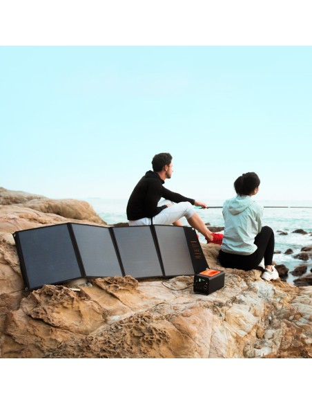 
Saulės turistinis saulės įkroviklis stovyklavimui, sulankstomas, 120W
