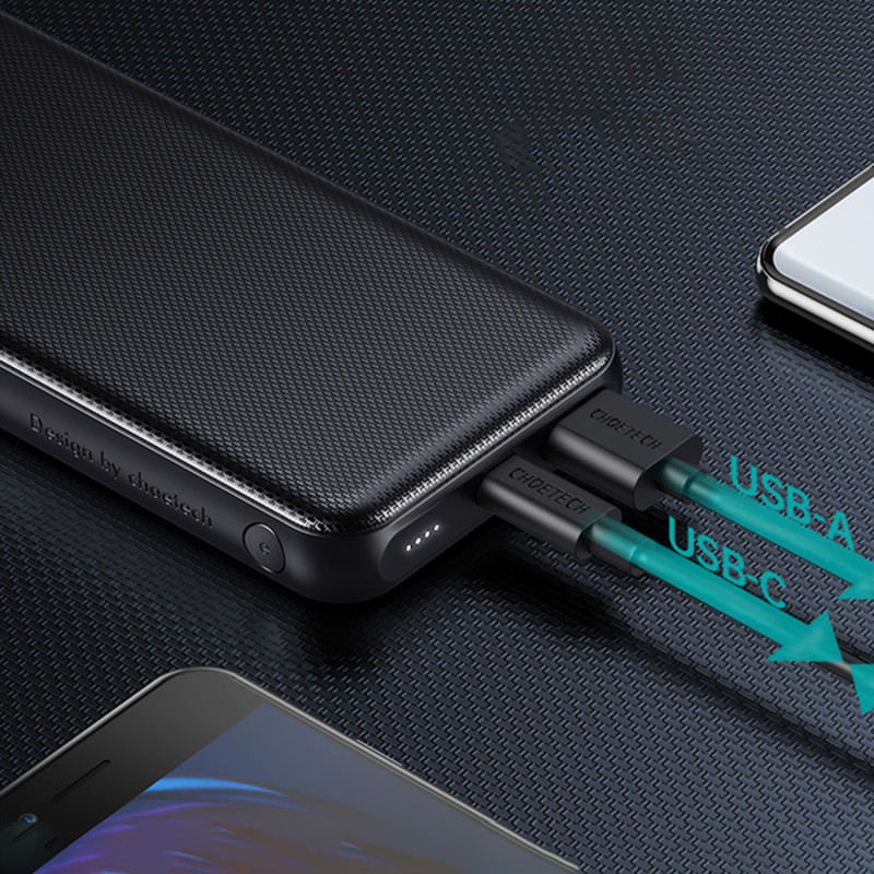 Lengvas Powerbank 10000mAh 18W QC PD USB / USB-C - juodas