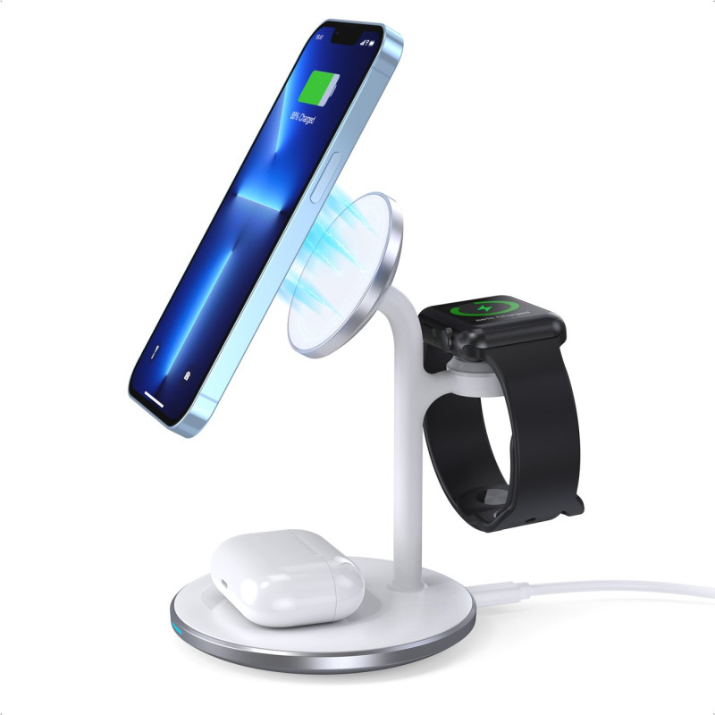 Apple T585-F 3in1 iPhone 12/ 13 AirPods Pro Watch įkrovimo stoties įkroviklis – baltas