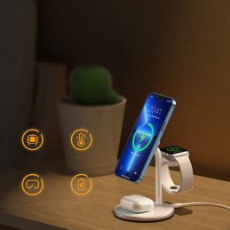 
Apple T585-F 3in1 iPhone 12/ 13 AirPods Pro Watch įkrovimo stoties įkroviklis – baltas
