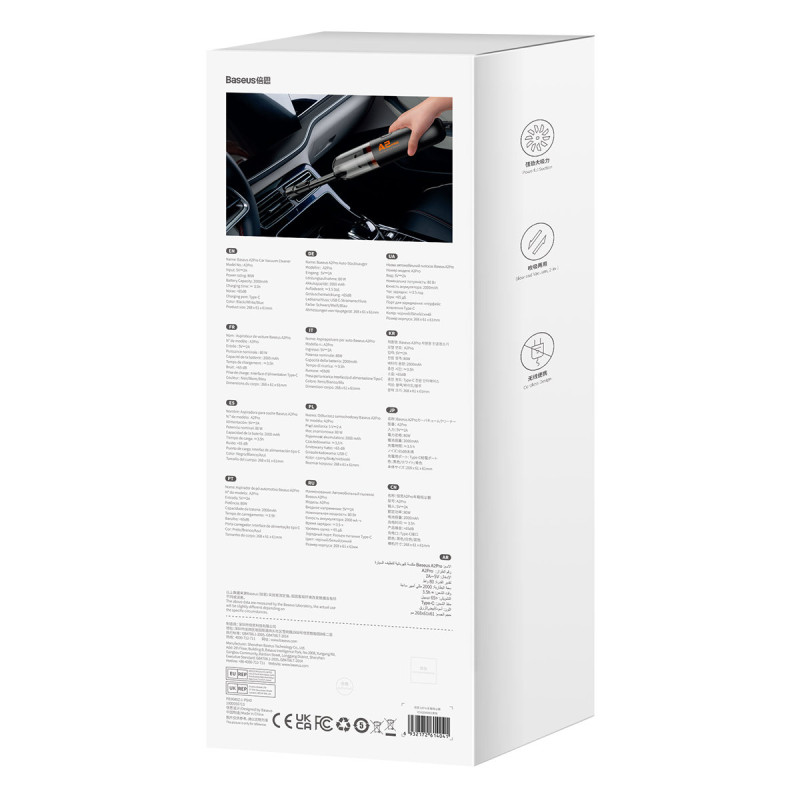 Baseus A2 PRO 80W belaidis automobilinis dulkių siurblys - juodas