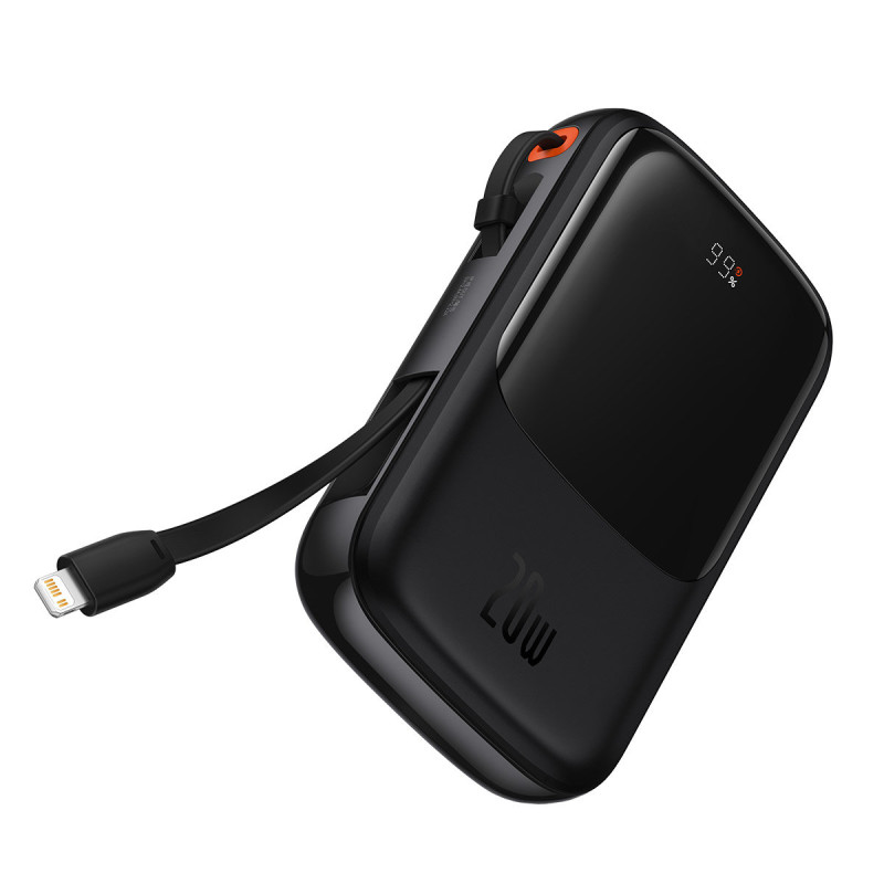 
Powerbank 10000mAh USB USB-C iPhone Lightning + USB-C laidas – juodas
