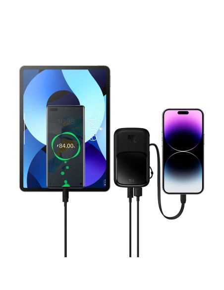 
Powerbank 10000mAh USB USB-C iPhone Lightning + USB-C laidas – juodas
