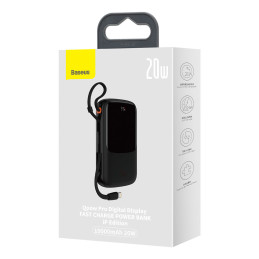 
Powerbank 10000mAh USB USB-C iPhone Lightning + USB-C laidas – juodas
