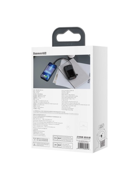 
Powerbank 10000mAh USB USB-C iPhone Lightning + USB-C laidas – juodas
