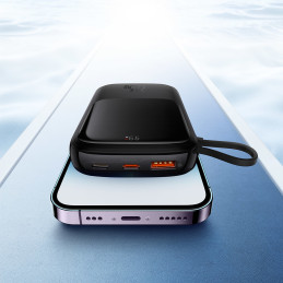 
Powerbank 10000mAh USB USB-C iPhone Lightning + USB-C laidas – juodas
