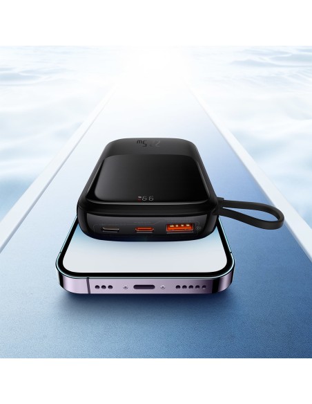 
Powerbank 10000mAh USB USB-C iPhone Lightning + USB-C laidas – juodas
