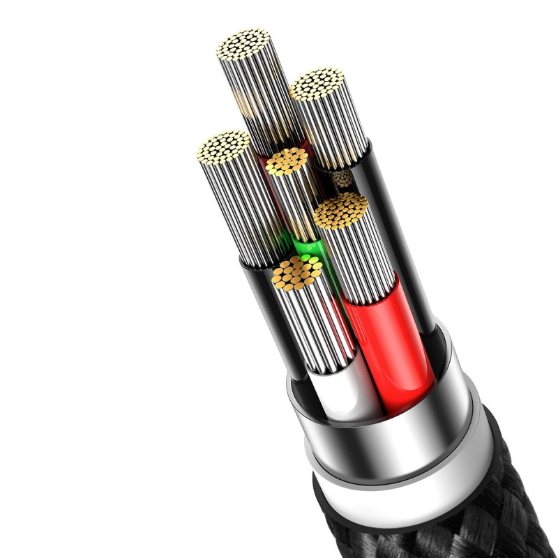 Blizgantis USB-A - USB-C greito įkrovimo laidas 2m - juodas