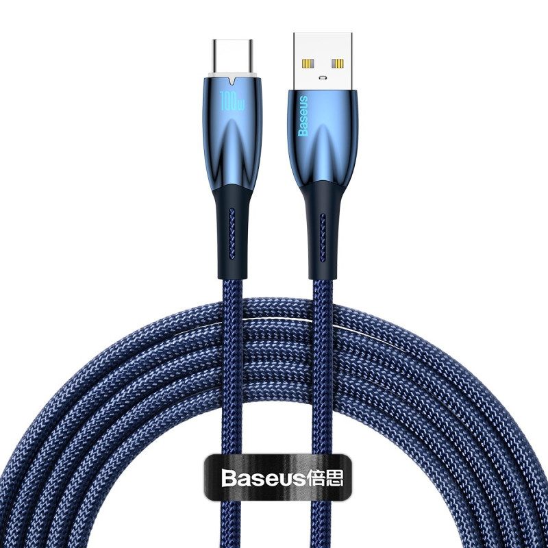 
Blizgantis USB-A – USB-C greito įkrovimo laidas 2m – mėlynas
