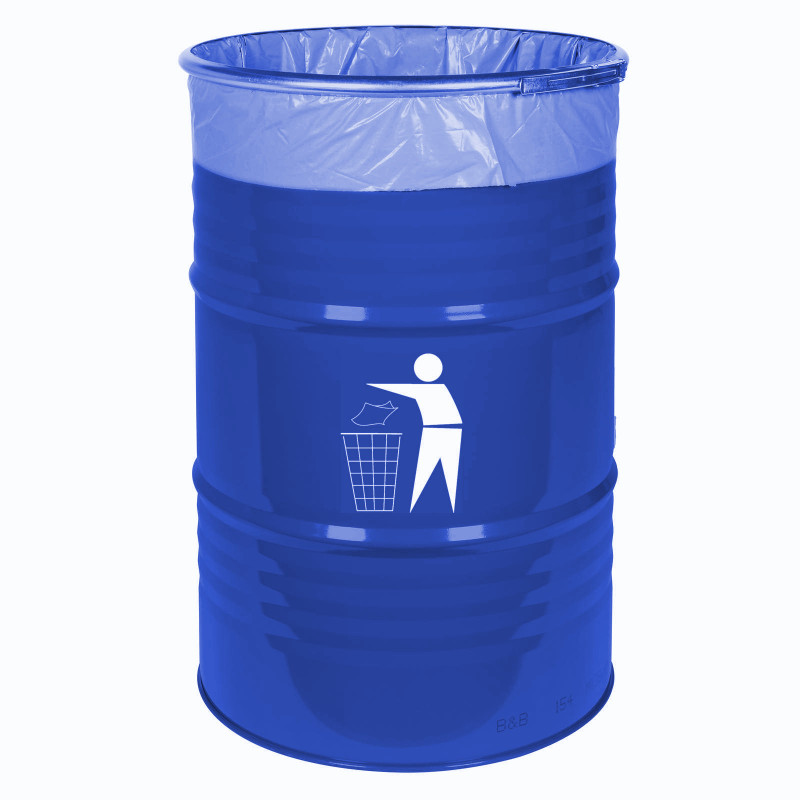 Lauko šiukšliadėžė, patvari plieninė šiukšliadėžė, 200L BARREL - mėlyna