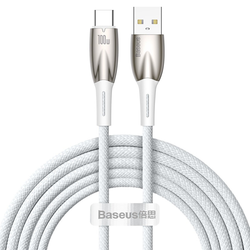 
Blizgantis USB-A – USB-C greito įkrovimo laidas 2m – baltas
