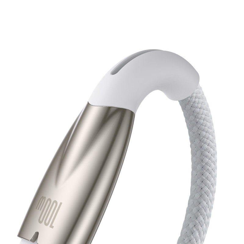 Blizgantis USB-A – USB-C greito įkrovimo laidas 2m – baltas
