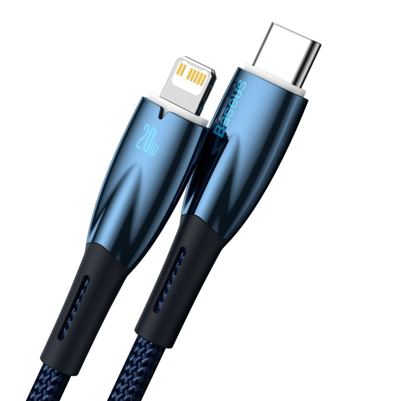 Glimmer USB-C – iPhone Lightning 2m greito įkrovimo laidas – mėlynas