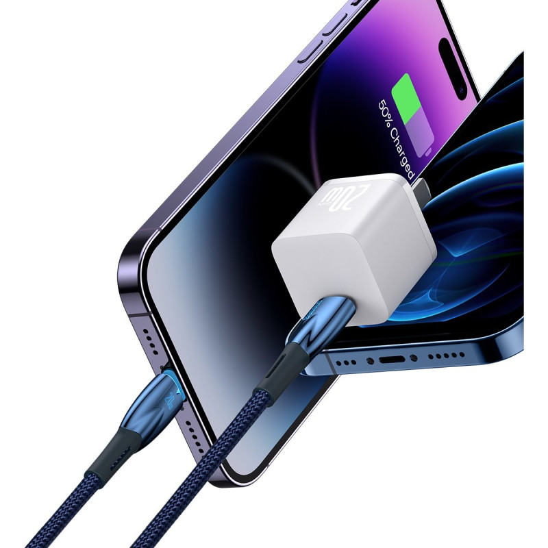 Glimmer USB-C – iPhone Lightning 2m greito įkrovimo laidas – mėlynas