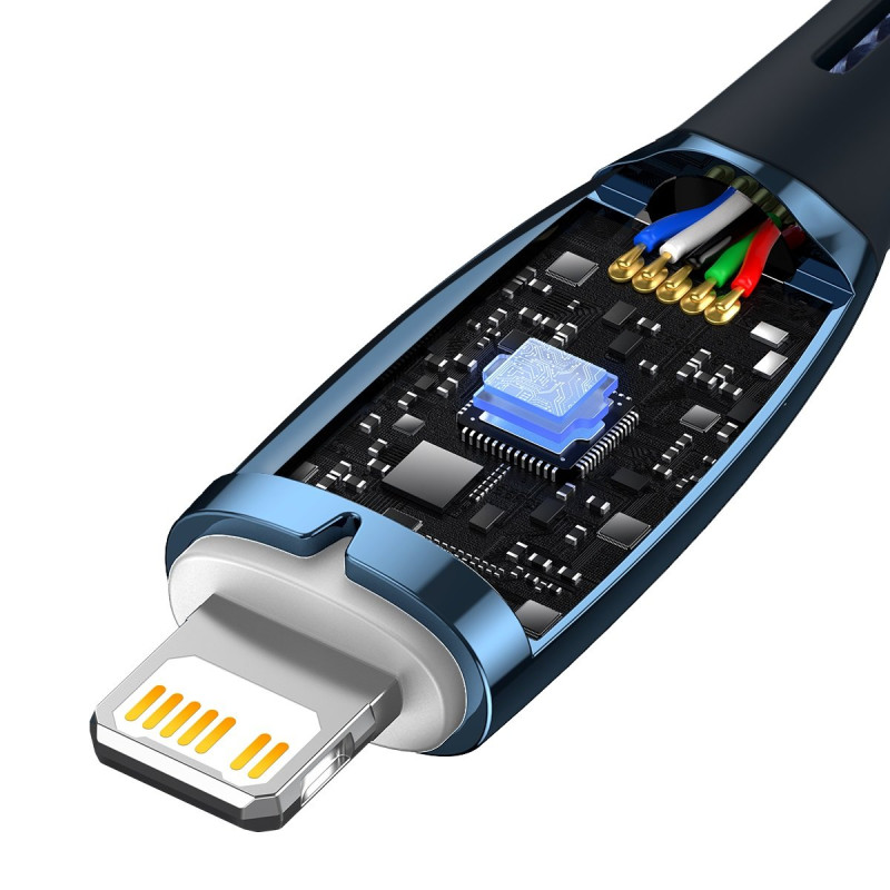 Glimmer USB-C – iPhone Lightning 2m greito įkrovimo laidas – mėlynas