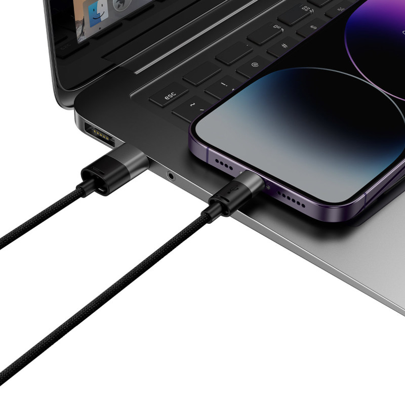 StarSpeed 3in1 USB - mikro USB / iPhone Lightning / USB-C telefono laidas 1,2 m - juodas