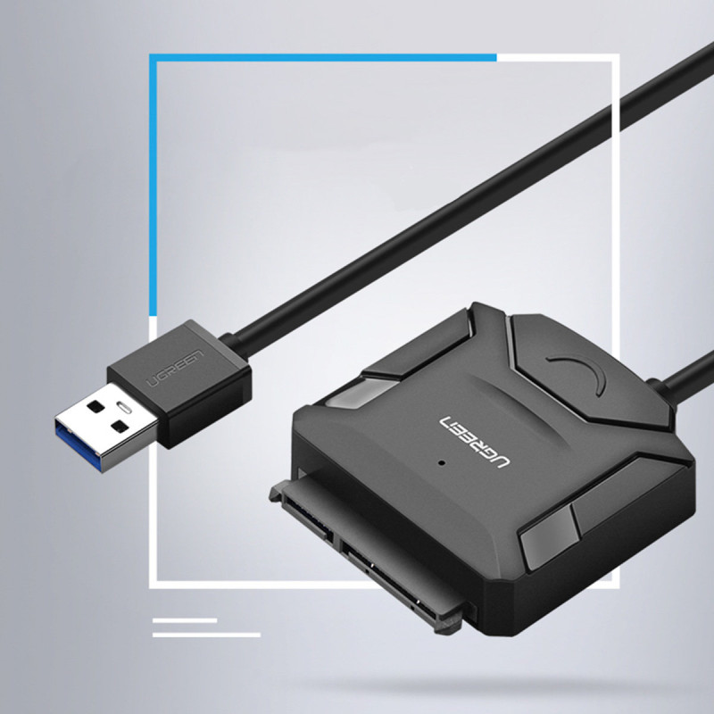 Adapterio laidas HDD ir SSD SATA 2,5" / 3,5" USB 3.0 iki 4TB - juodas
