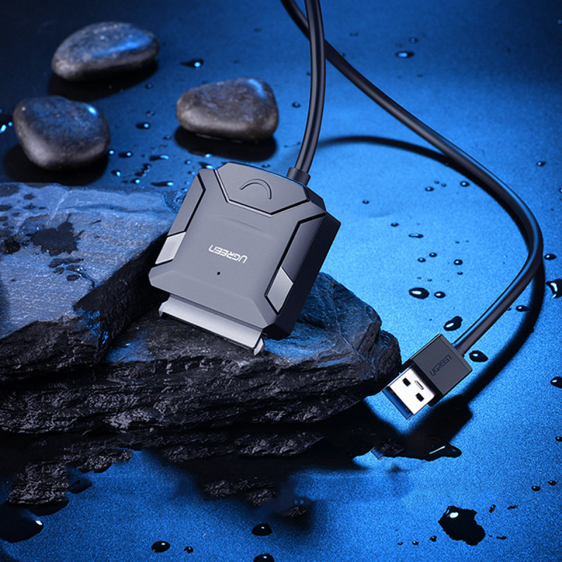 Adapterio laidas HDD ir SSD SATA 2,5" / 3,5" USB 3.0 iki 4TB - juodas