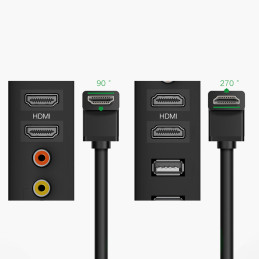 
90 laipsnių kampo kabelis HDMI 4K 30Hz 1m – juoda
