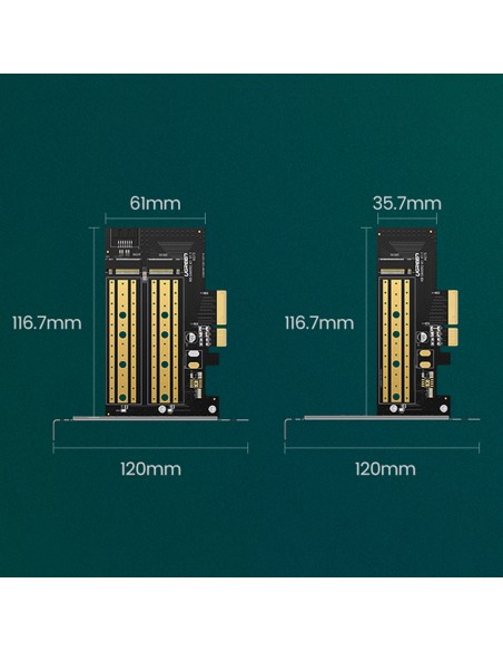 Išplėtimo kortelės PCIe 3.0 x4 adapteris papildomi du SSD lizdai M.2 M-Key ir M.2 B-Key
 
Išplėtimo kortelės PCIe 3.0 x4 adapteris papildomi du SSD lizdai M.2 M-Key ir M.2 B-Key
