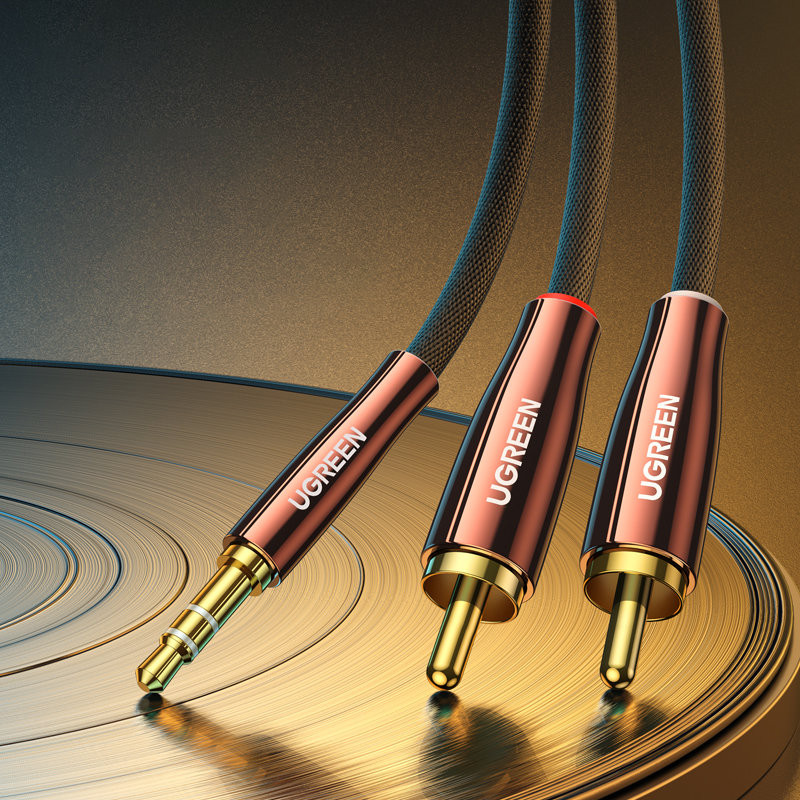 Kabelio garso varinė viela 3,5 mm mini lizdas - 2x RCA 2m