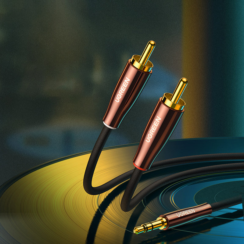 Kabelio garso varinė viela 3,5 mm mini lizdas - 2x RCA 2m