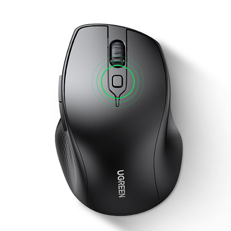 Tyli, ergonomiška belaidė kompiuterio pelė 2x AA - juoda