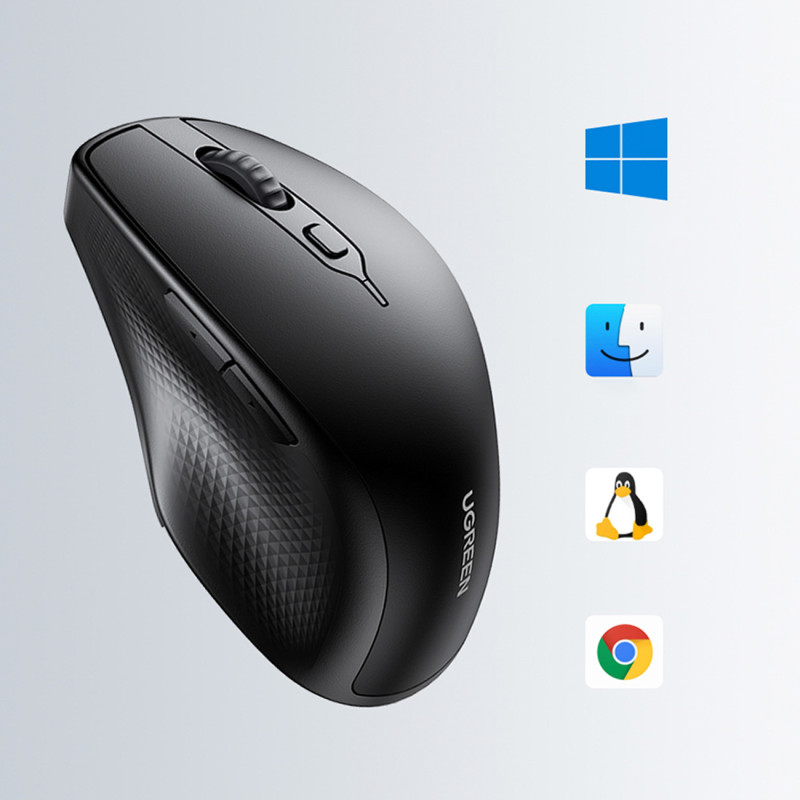 Tyli, ergonomiška belaidė kompiuterio pelė 2x AA - juoda