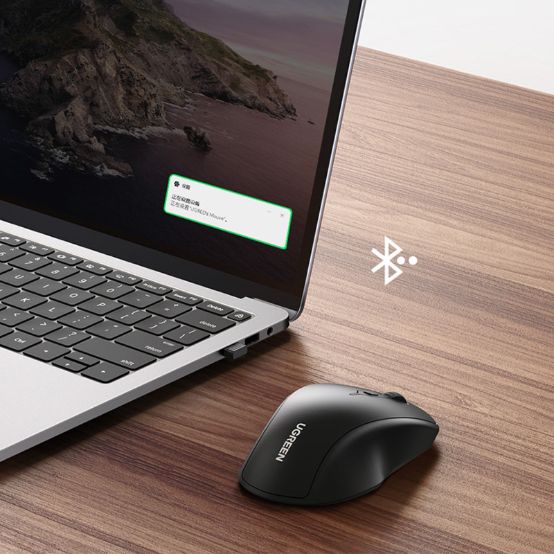 Tyli, ergonomiška belaidė kompiuterio pelė 2x AA - juoda