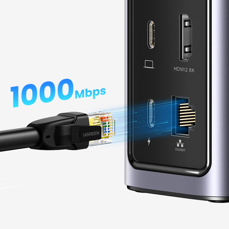 12in1 Daugiafunkcinis HUB adapterio prijungimo stotelė Ugreen CM555 - pilka