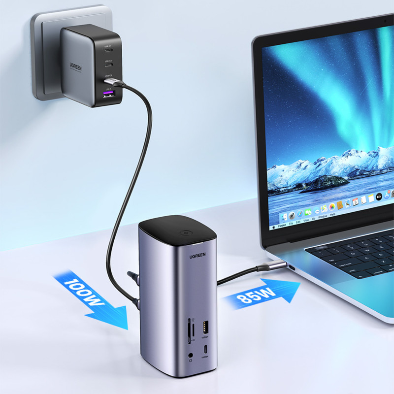12in1 Daugiafunkcinis HUB adapterio prijungimo stotelė Ugreen CM555 - pilka