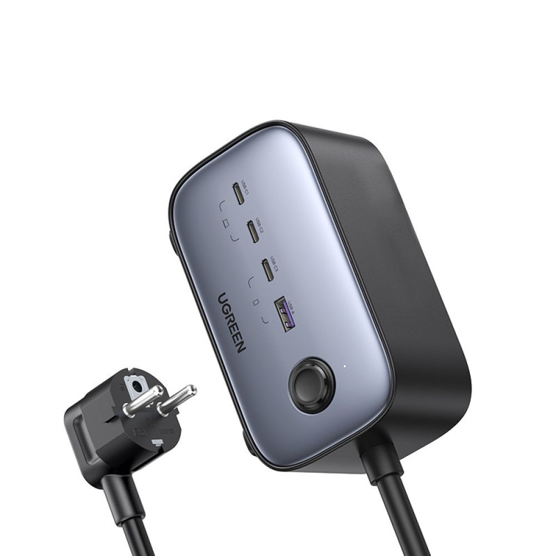 
AC 240V GaN 3x USB-C USB-A maitinimo juostos įkroviklis – juodas

