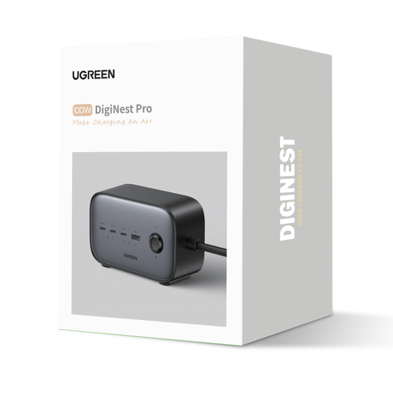 AC 240V GaN 3x USB-C USB-A maitinimo juostos įkroviklis – juodas