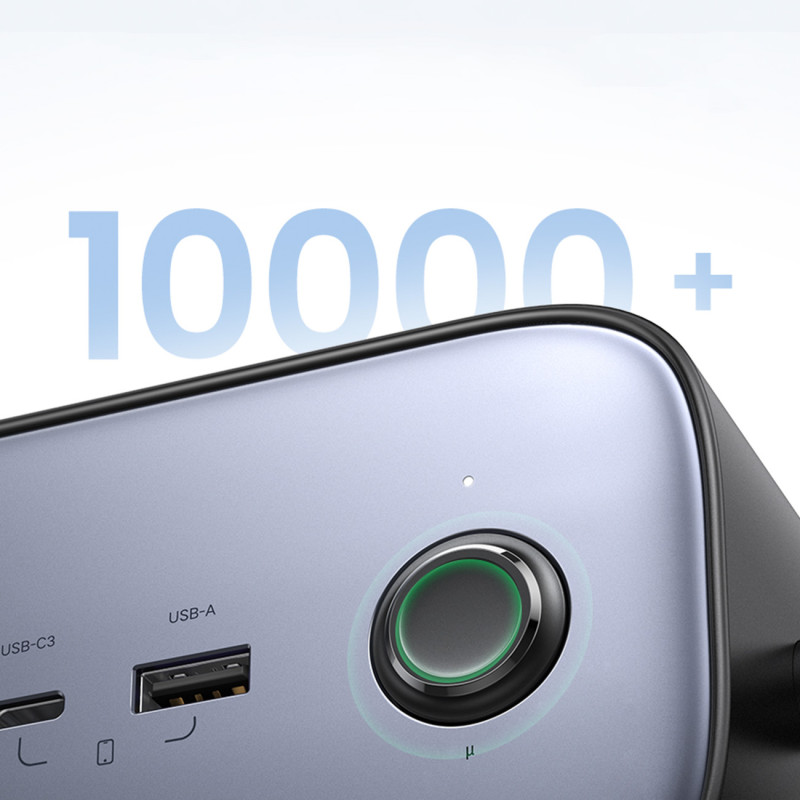 AC 240V GaN 3x USB-C USB-A maitinimo juostos įkroviklis – juodas
