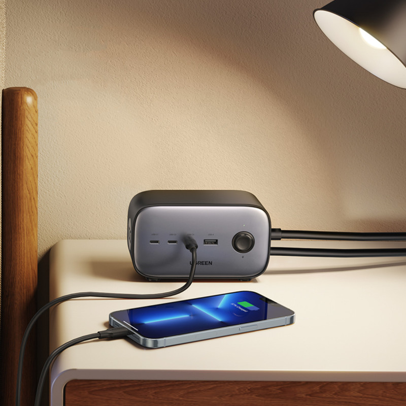 AC 240V GaN 3x USB-C USB-A maitinimo juostos įkroviklis – juodas