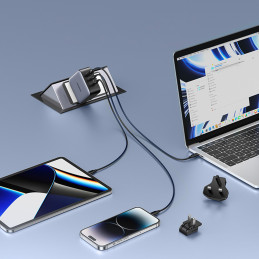 
Universalus GaN USB įkroviklis 2xUSB-C EU/ UK/ US kištukai - juodi
