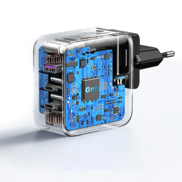 
Universalus GaN USB įkroviklis 2xUSB-C EU/ UK/ US kištukai - juodi
