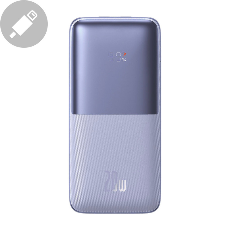 Powerbank Bipow Pro 10000mAh 20W su USB-C 3A 0,3m kabeliu violetinė Powerbank Bipow Pro 10000mAh 20W su USB-C 3A 0,3m kabeliu violetinė